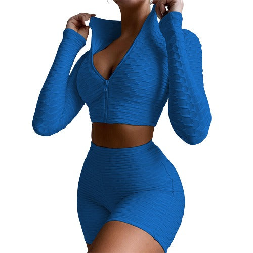 IBADDIE Honeycomb Textured Active Set Blue