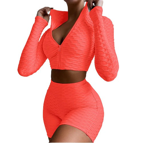 IBADDIE Honeycomb Textured Active Set Orange