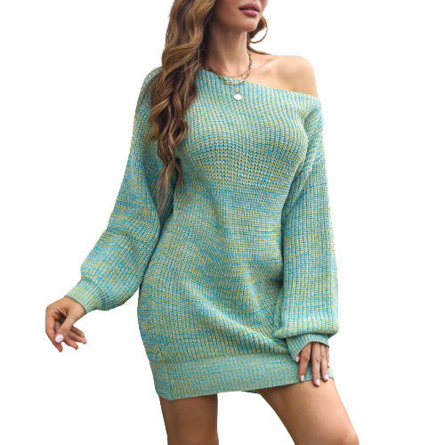 Off Shoulder Lantern Sleeve Sweater Dress