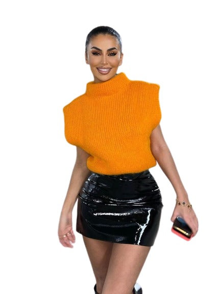 IBADDIE Orange Knitted Pull Over Vest