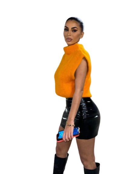 IBADDIE Orange Knitted Pull Over Vest