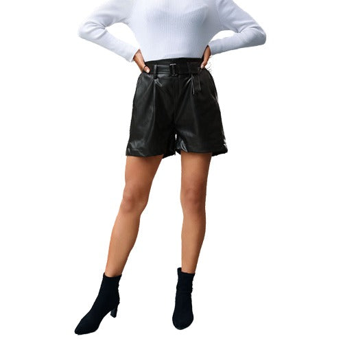 PU Leather Loose Fit Shorts