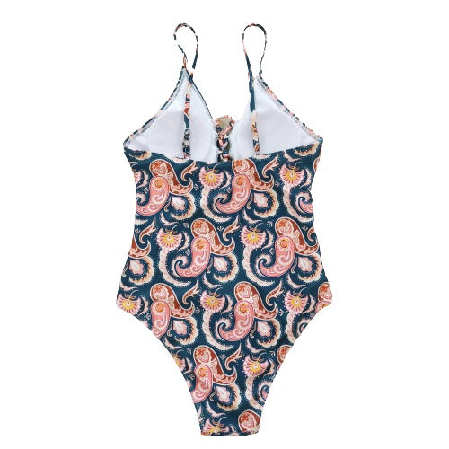 Peachy Aztec Print One Piece Swimsuit