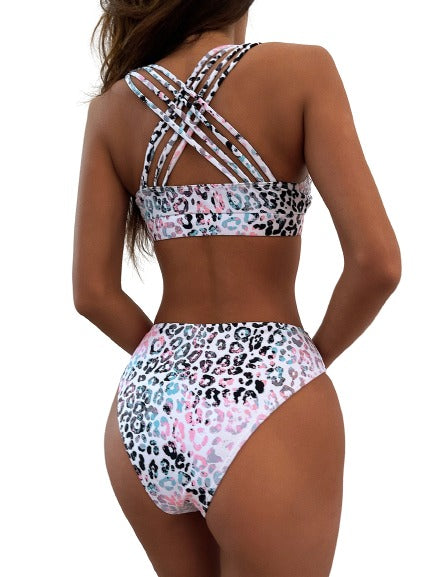 Pink Leopard Print Bikini Set