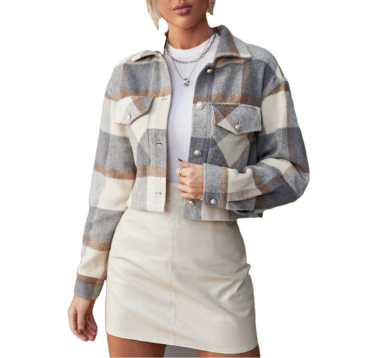 Plaid Crop Style Shacket