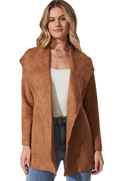 Suede Oversized Lapel Jacket