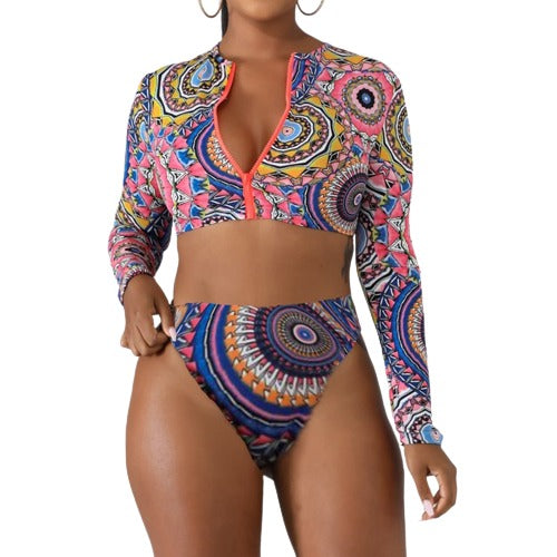 Two Piece Long Sleeve Tankini Set