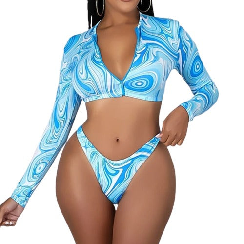 Two Piece Long Sleeve Tankini Set