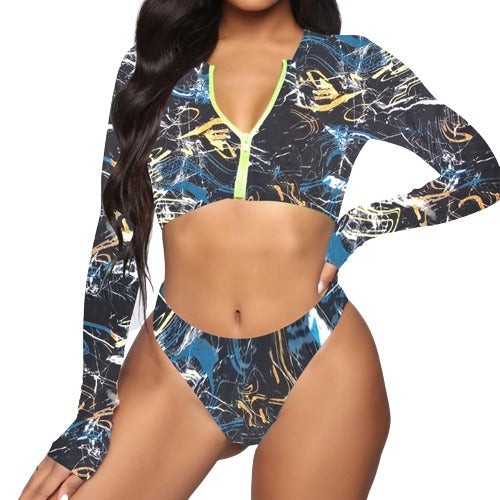 Two Piece Long Sleeve Tankini Set