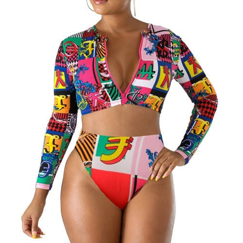 Two Piece Long Sleeve Tankini Set