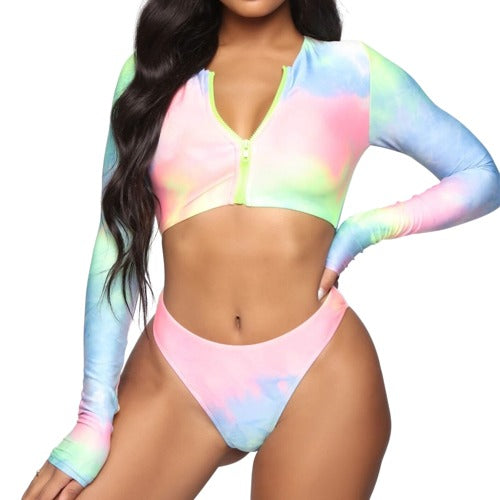 Two Piece Long Sleeve Tankini Set