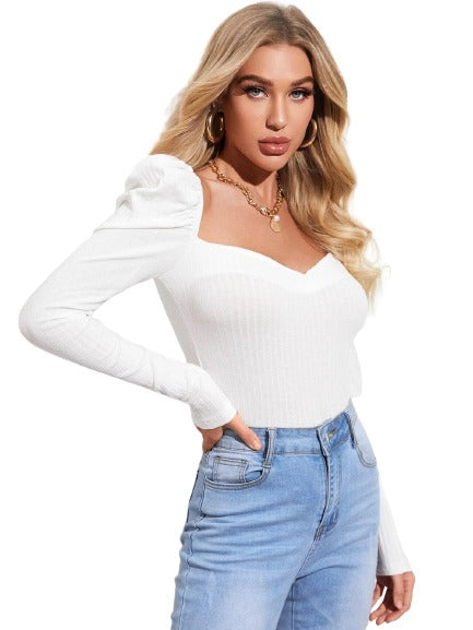 Puff Sleeve Sweetheart Top