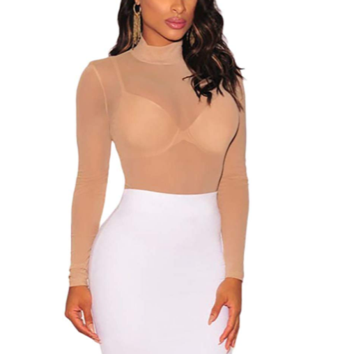 Nude Sheer Bodysuit - IBADDIE