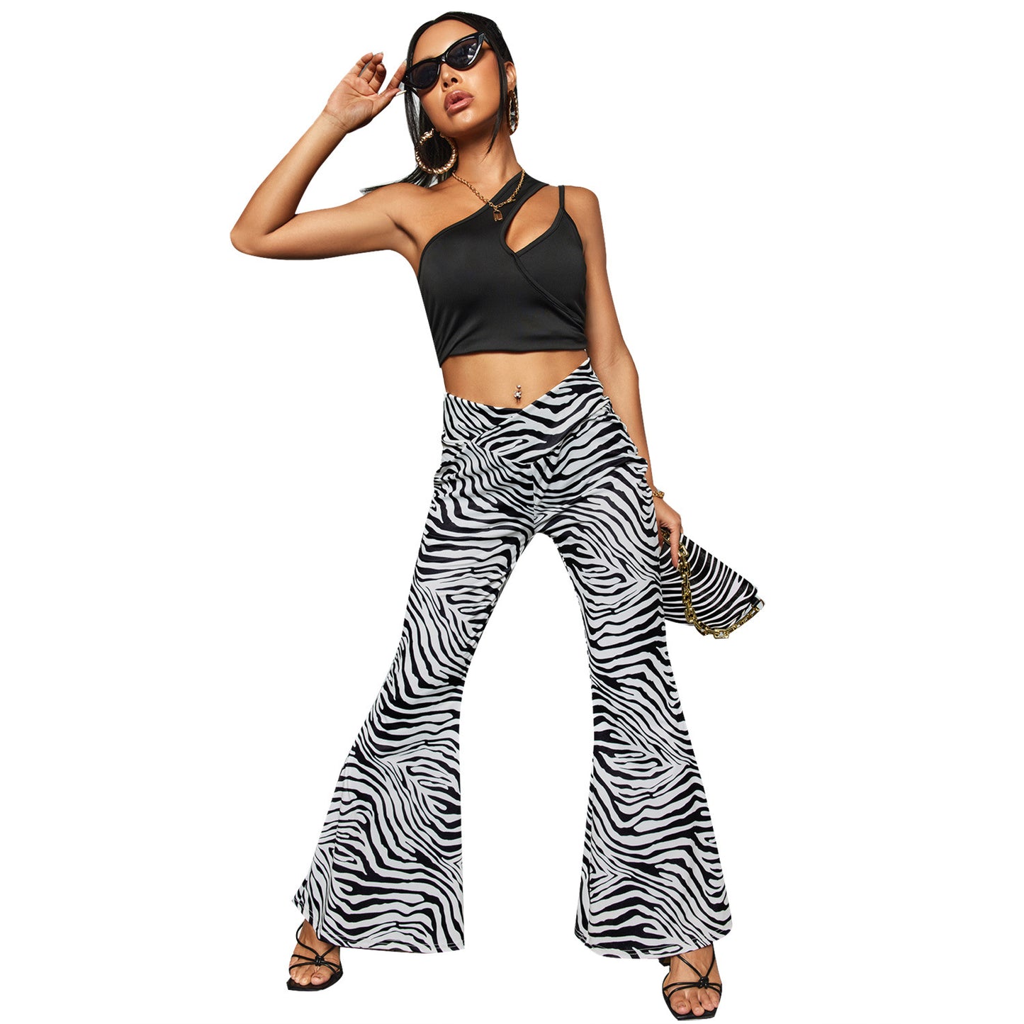 Wide Leg Zebra Print Pants