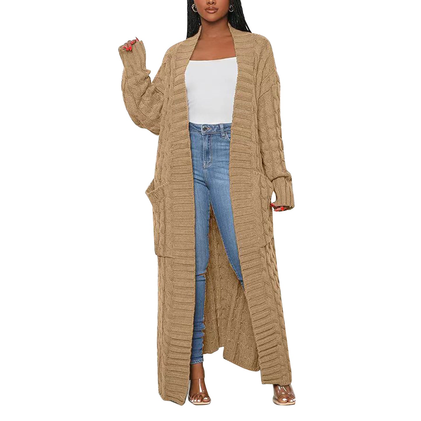 Long Cable Knitted Cardigan