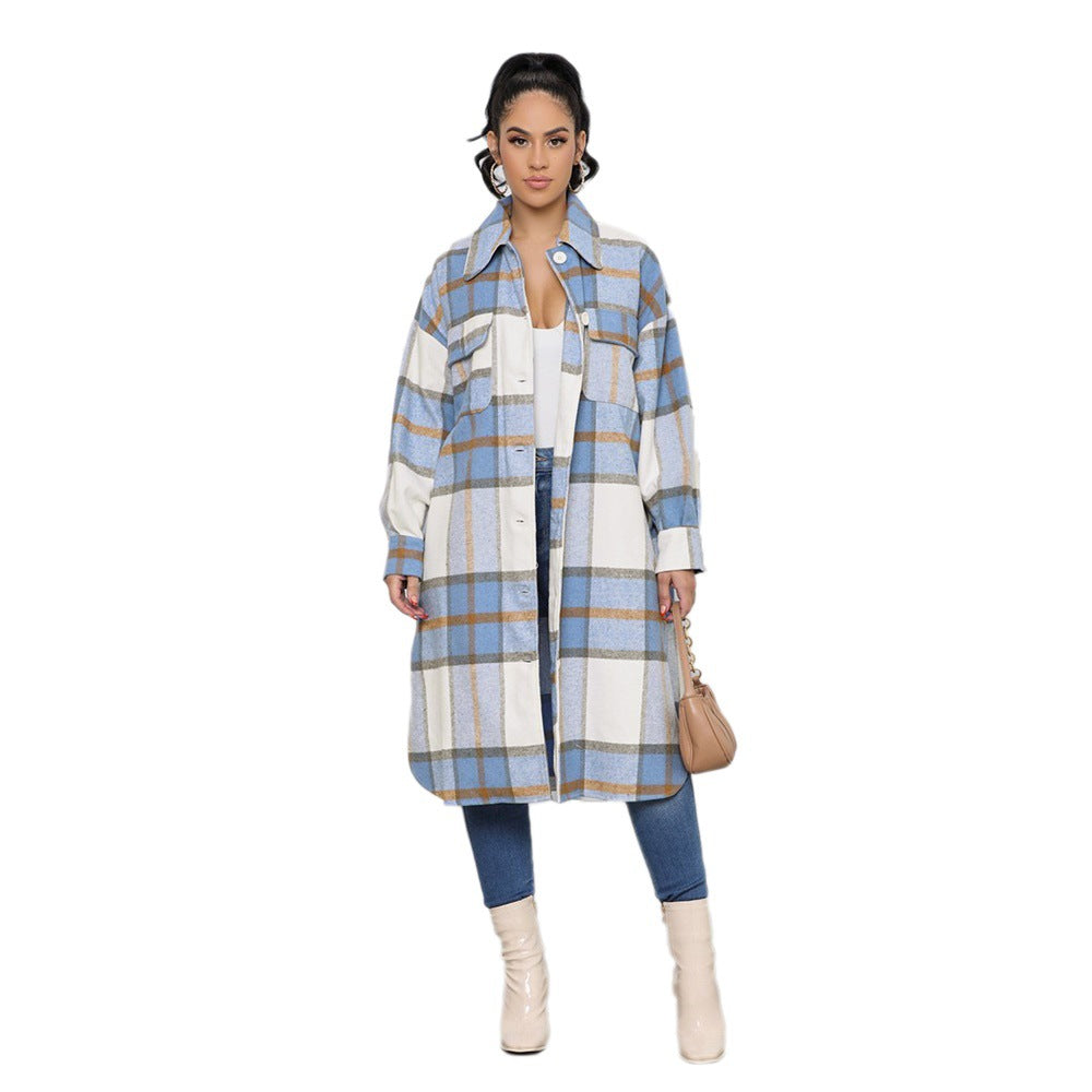 Oversized Plaid Woolen Overcoat