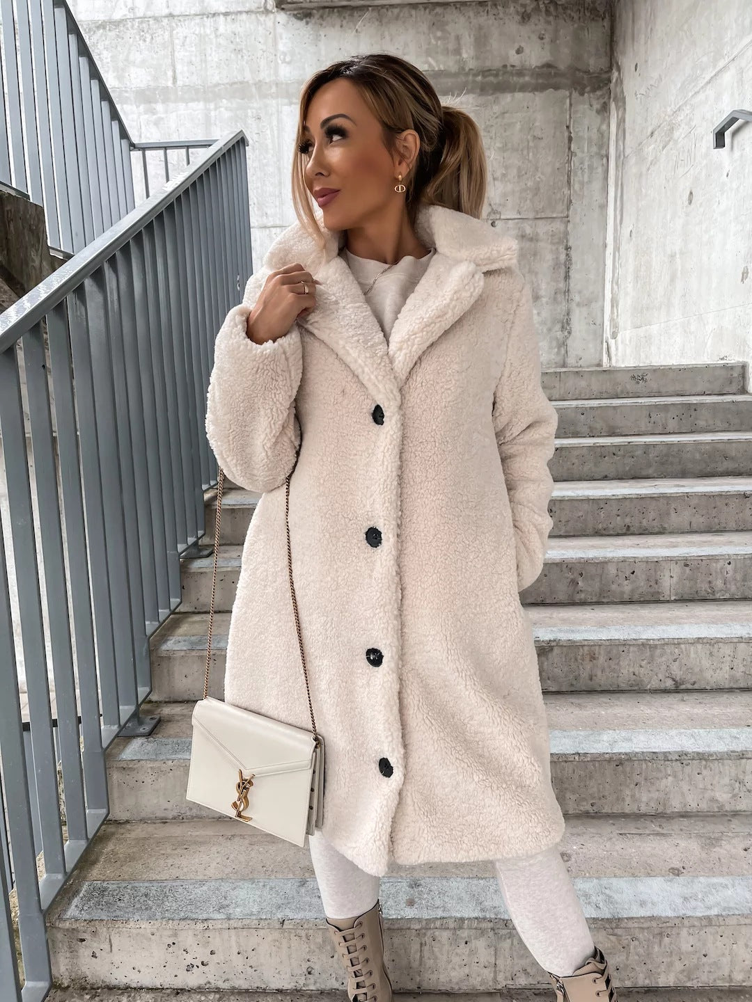 Long Plush Faux Fur Coat