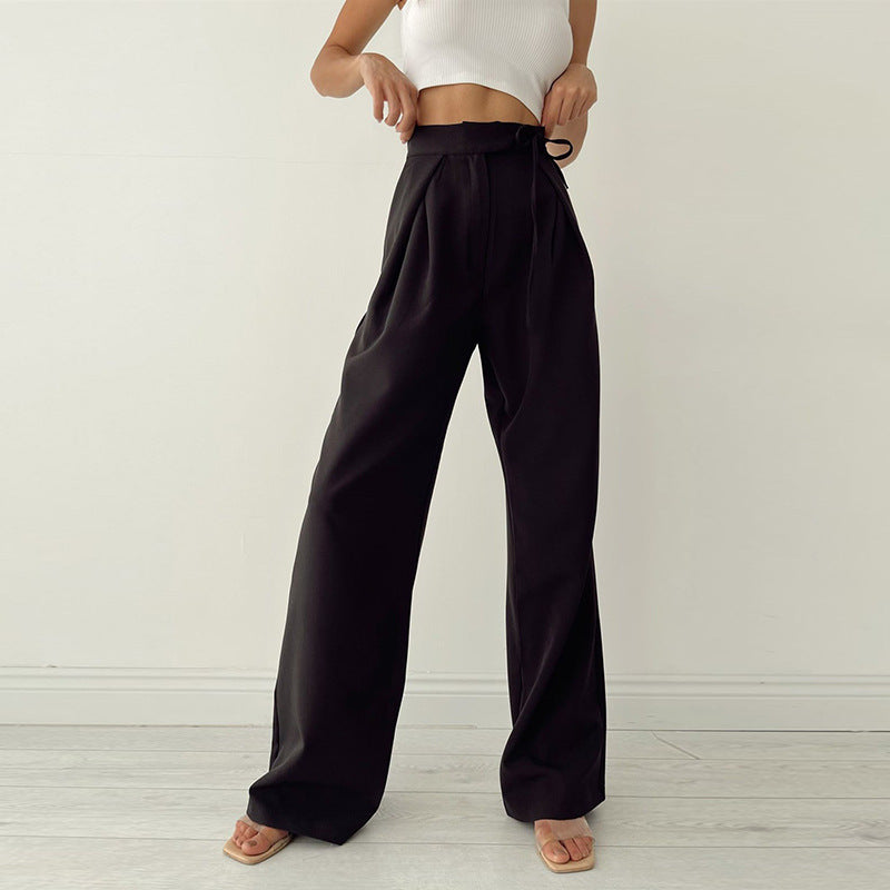 Wrap Waist Wide Leg Trousers