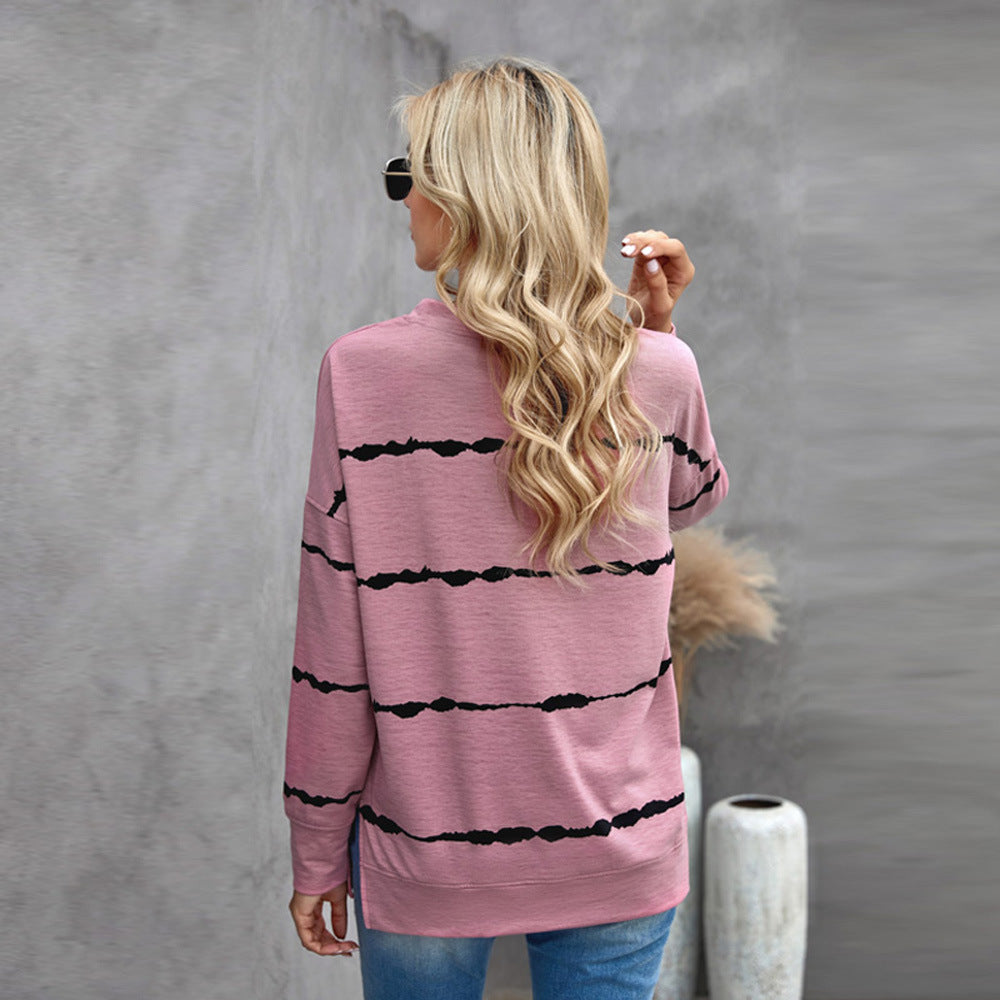 Striped Long Sleeve Crew Neck T Shirt