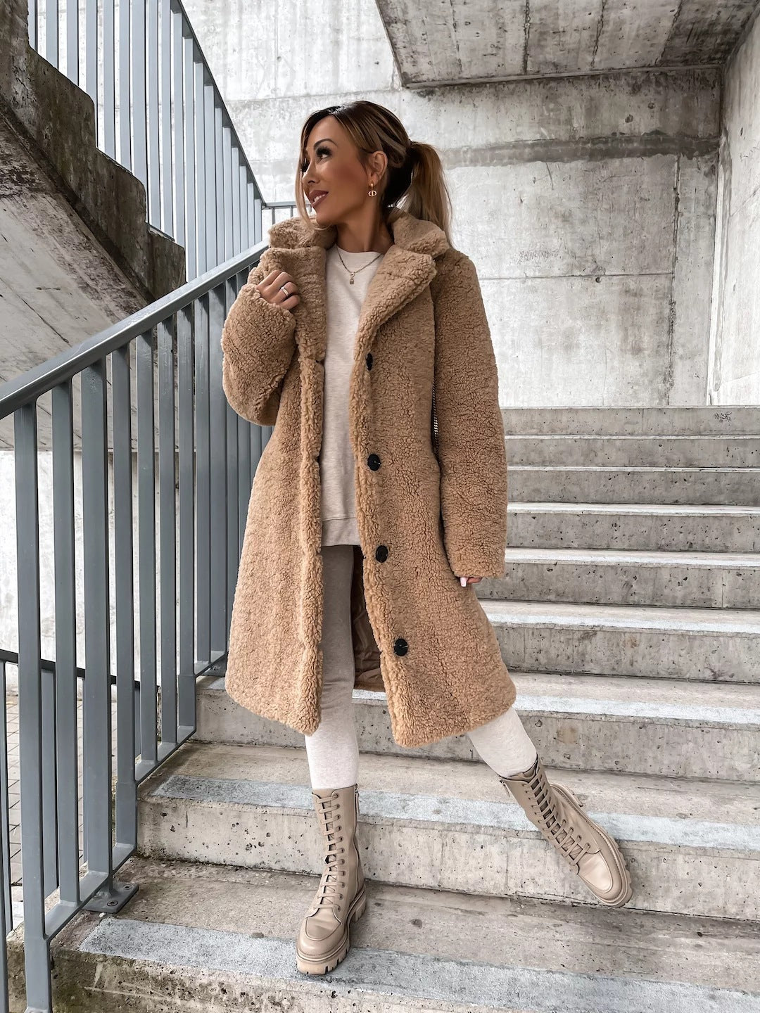 Long Plush Faux Fur Coat