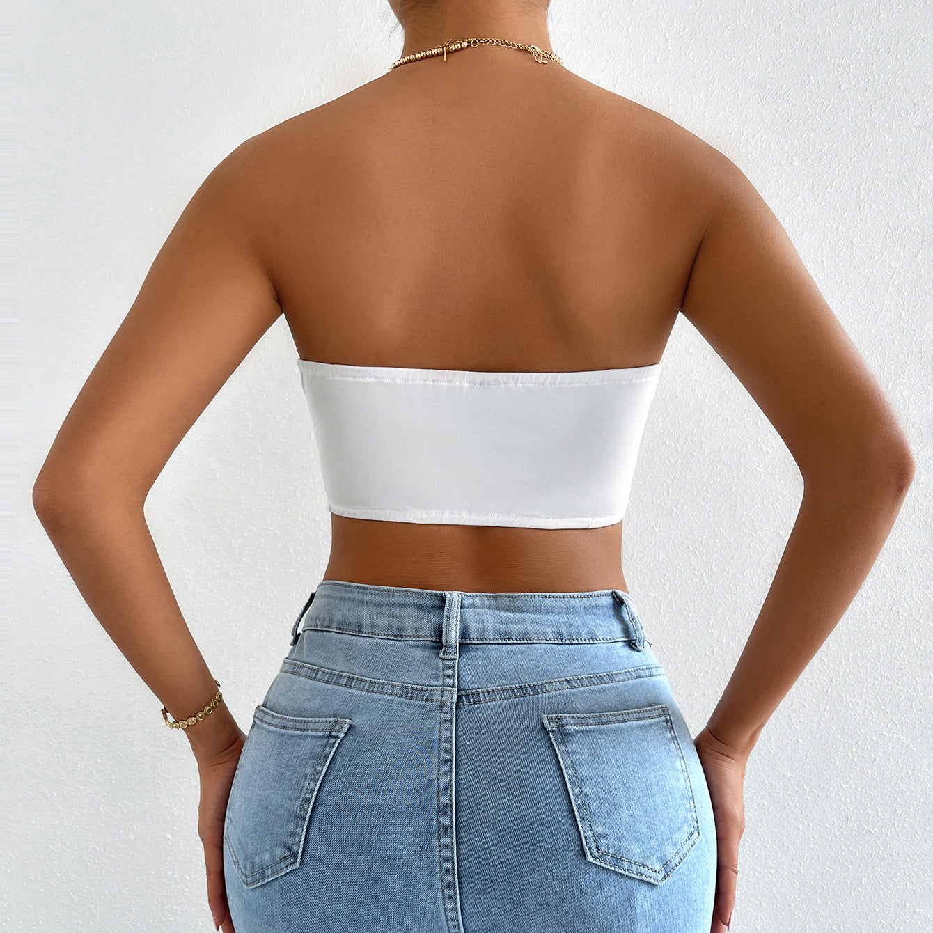 White Backless Bustier Corset Top