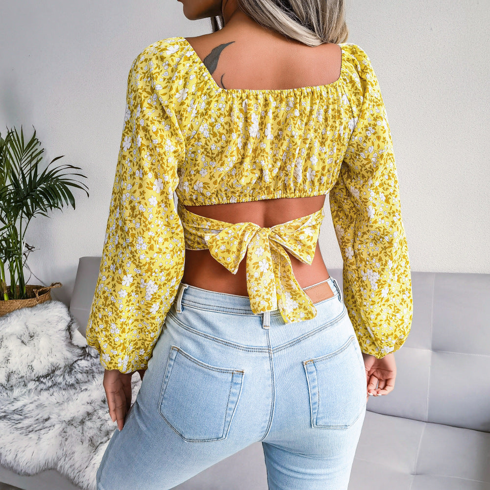 Floral Open Back Crop Top