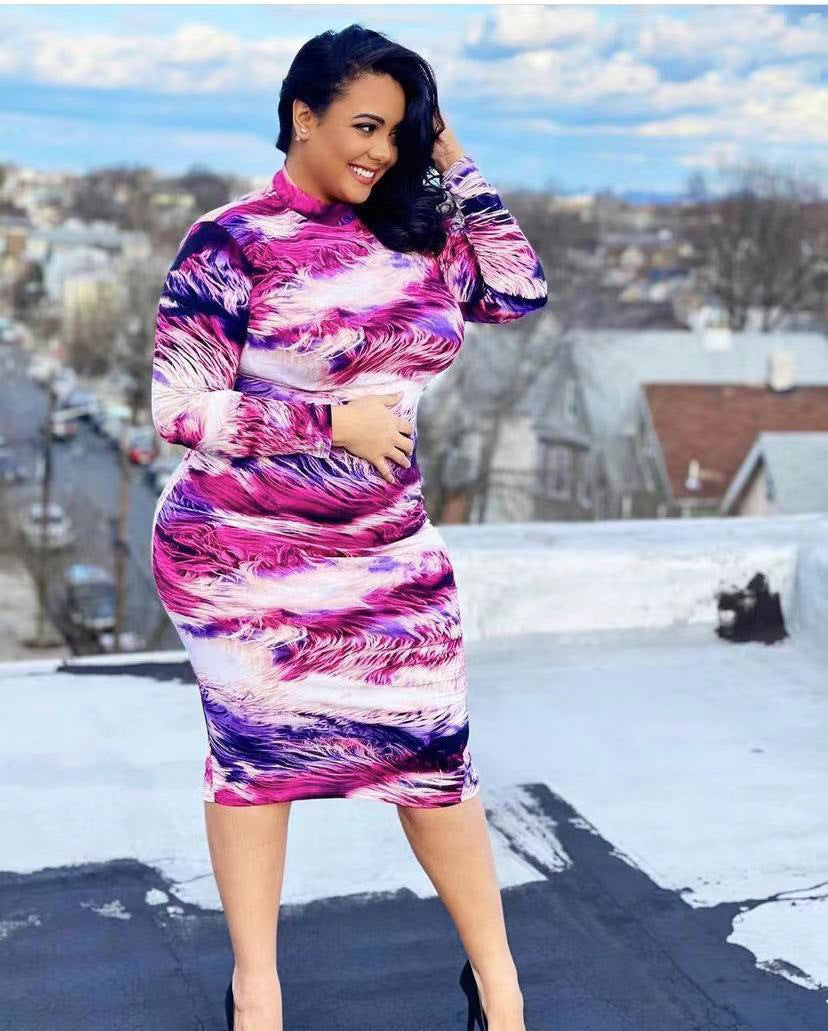 Purple Hues Tie Dye Long Sleeve Bodycon