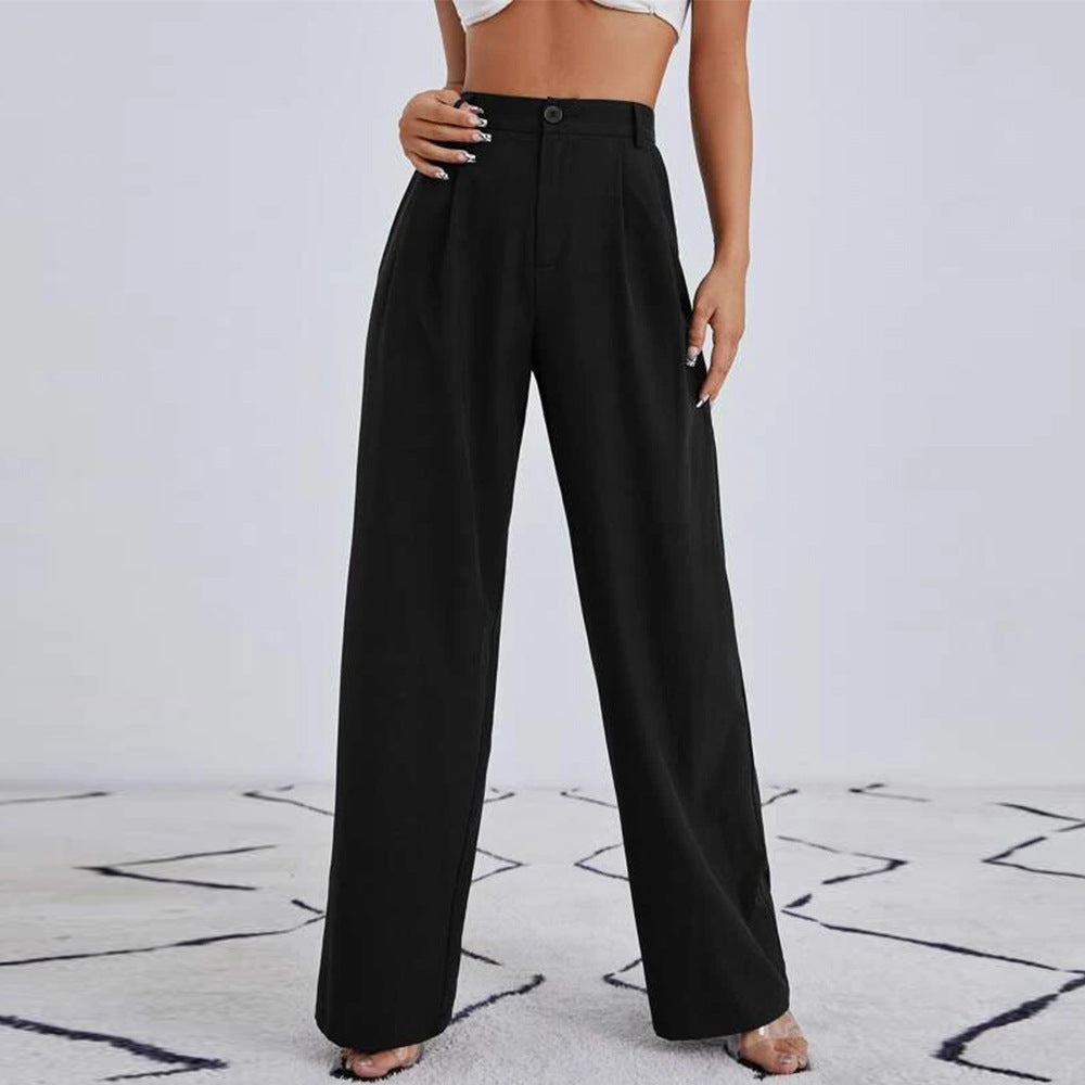 Solid Black Wide Leg Trousers