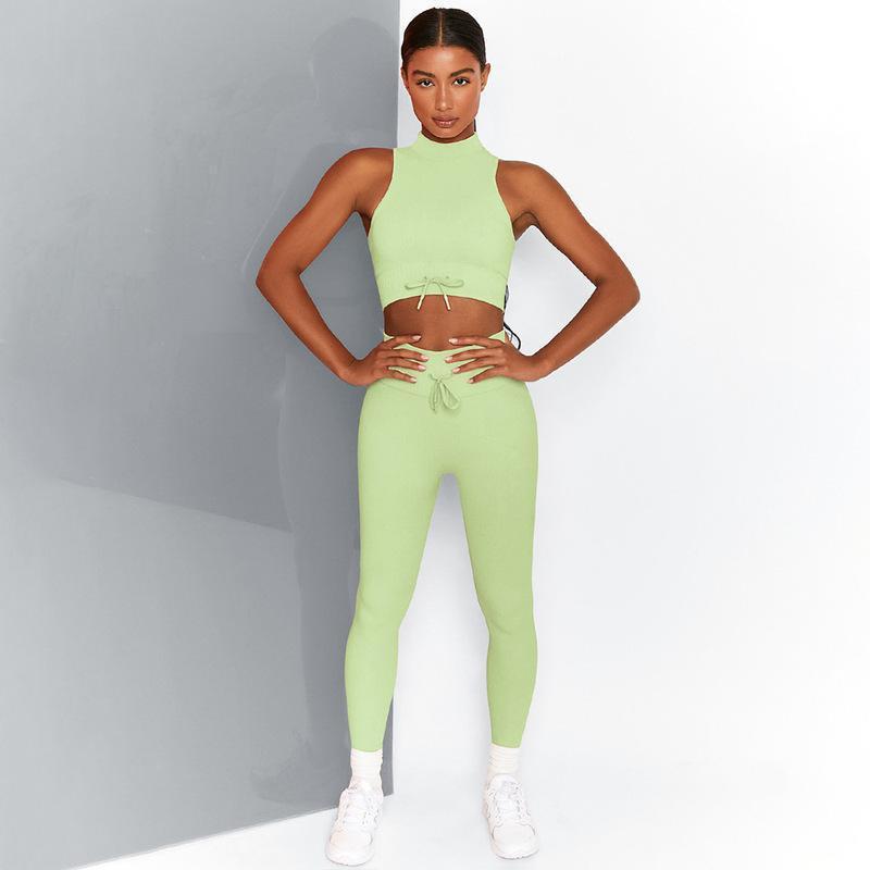 High Collar Yoga Two Piece Workout Set