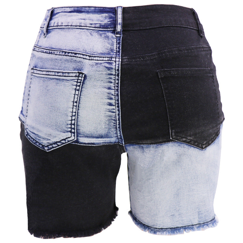 Two Toned High Waist Denim Shorts