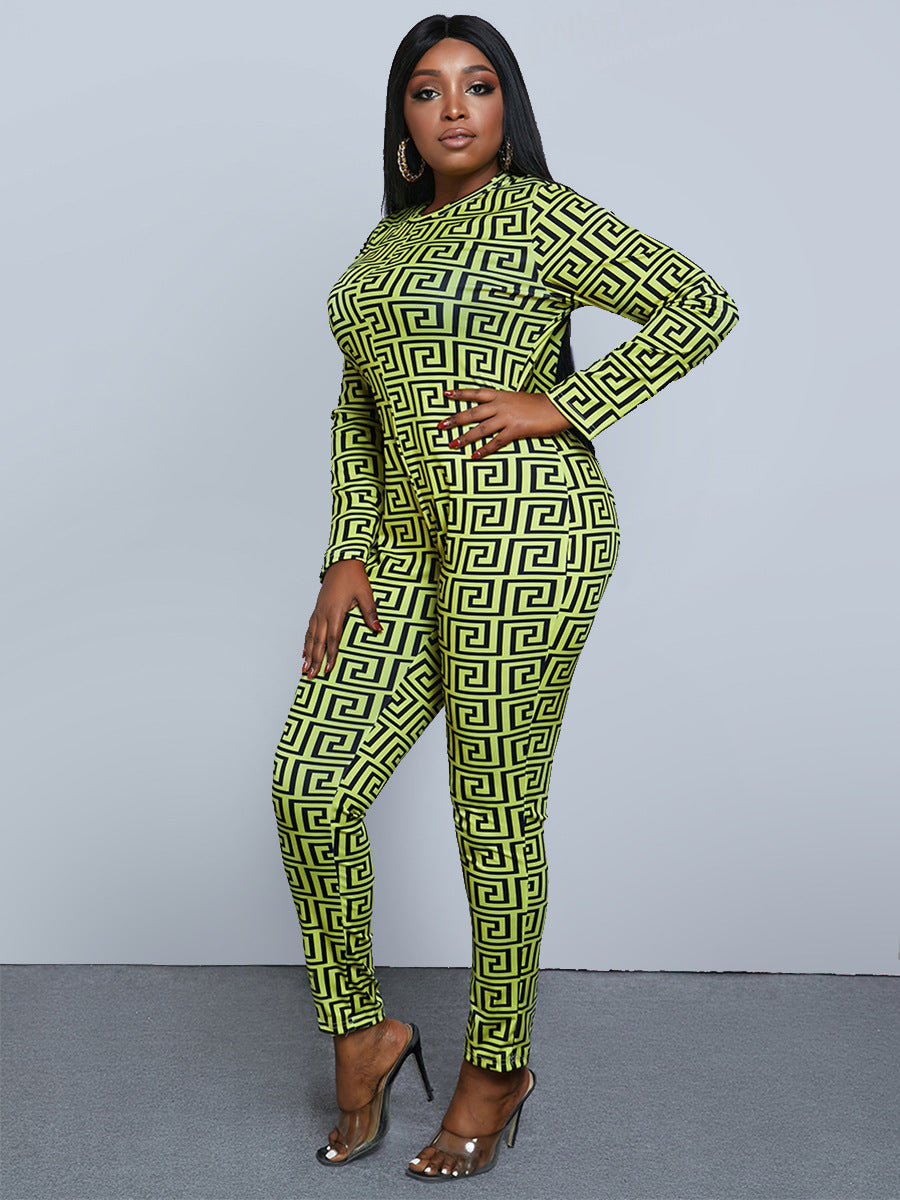 Tribal Print Plus Size Jumpsuit