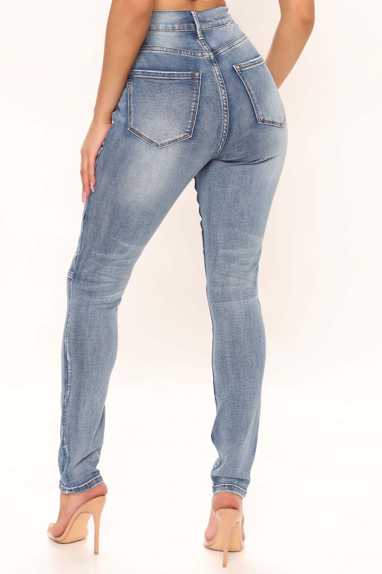 High Waist Stitch Skinny Jeans