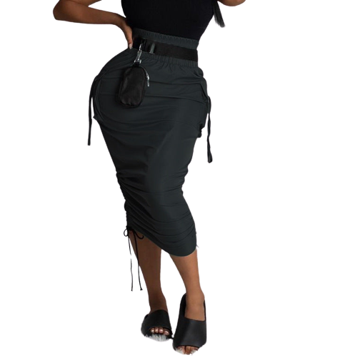 High Waist Stacked Cargo Skirt