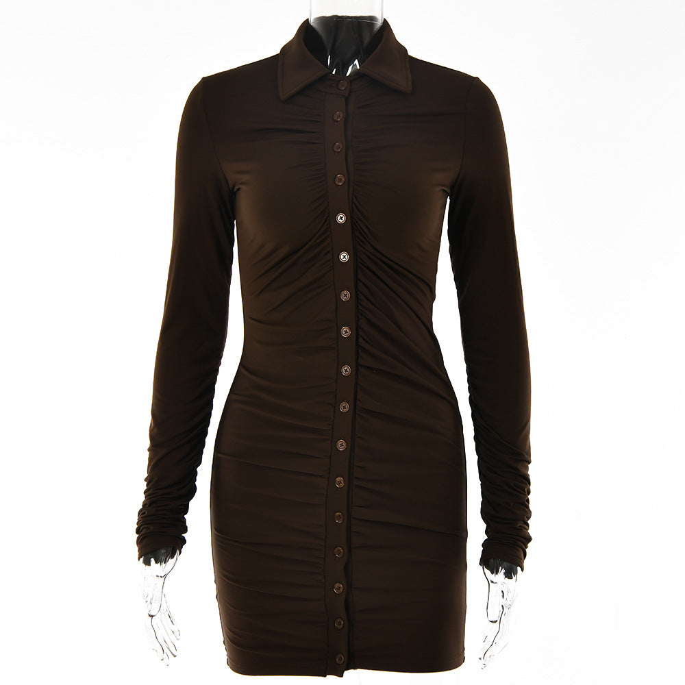 Collared Bodycon Button Up Dress