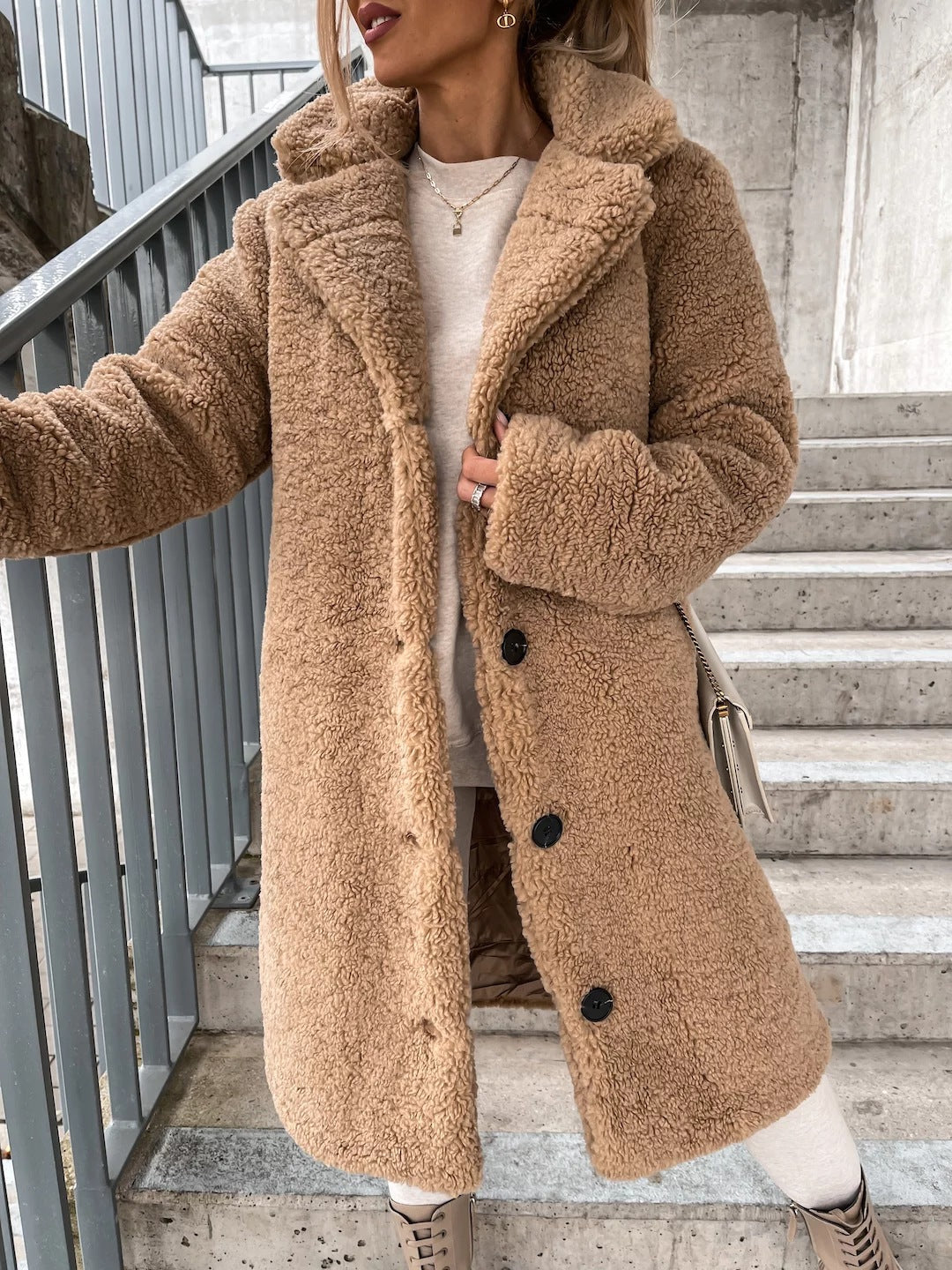 Long Plush Faux Fur Coat