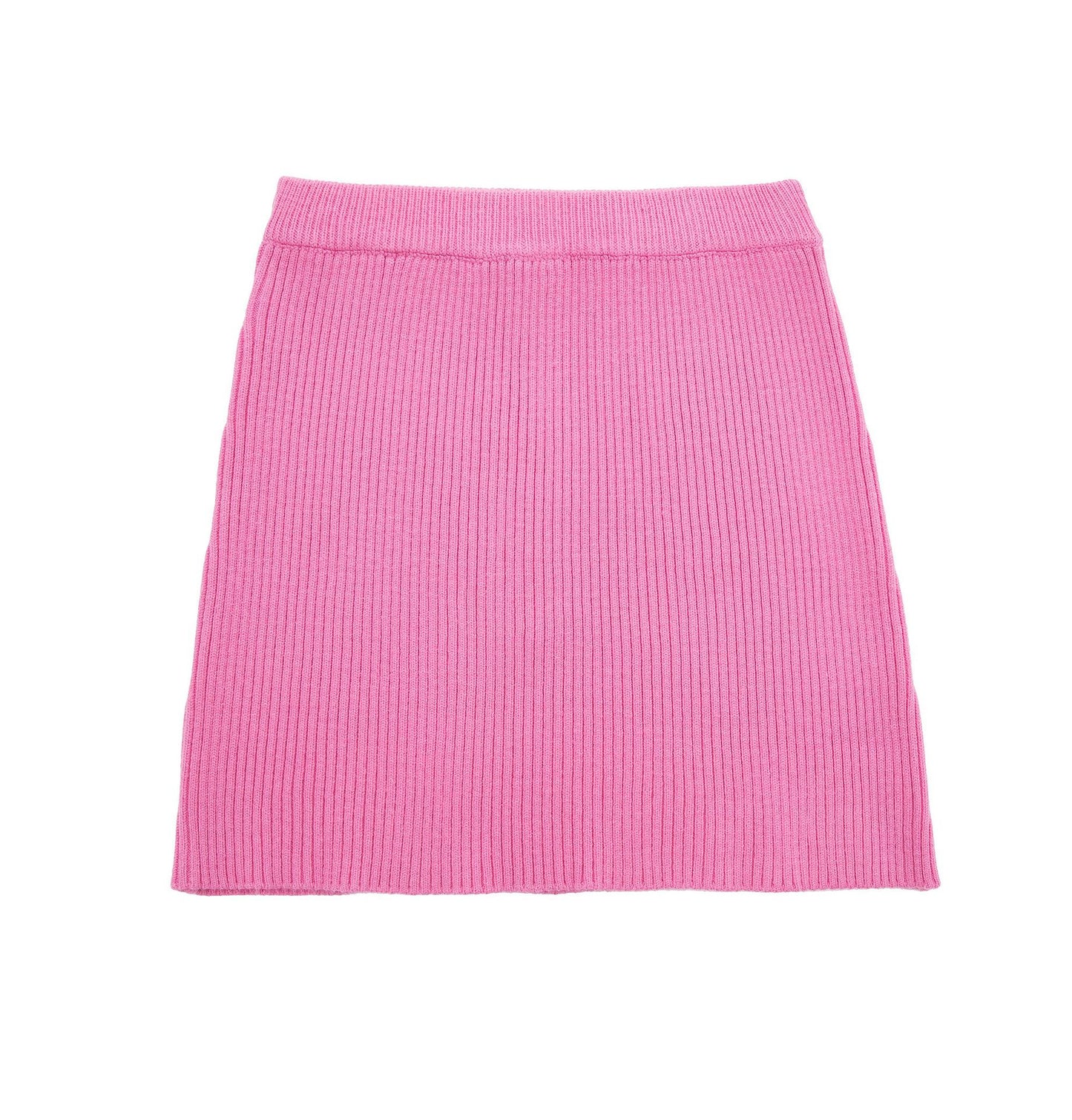 Pink Turtleneck Crop And Skirt Set