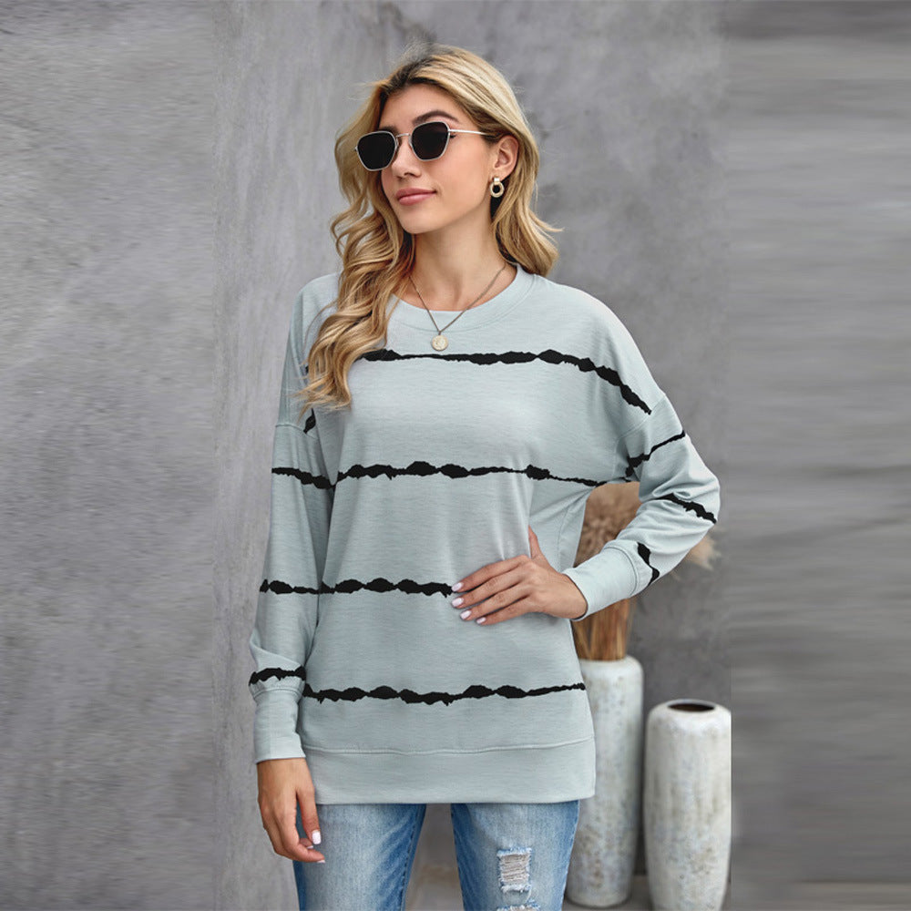 Striped Long Sleeve Crew Neck T Shirt