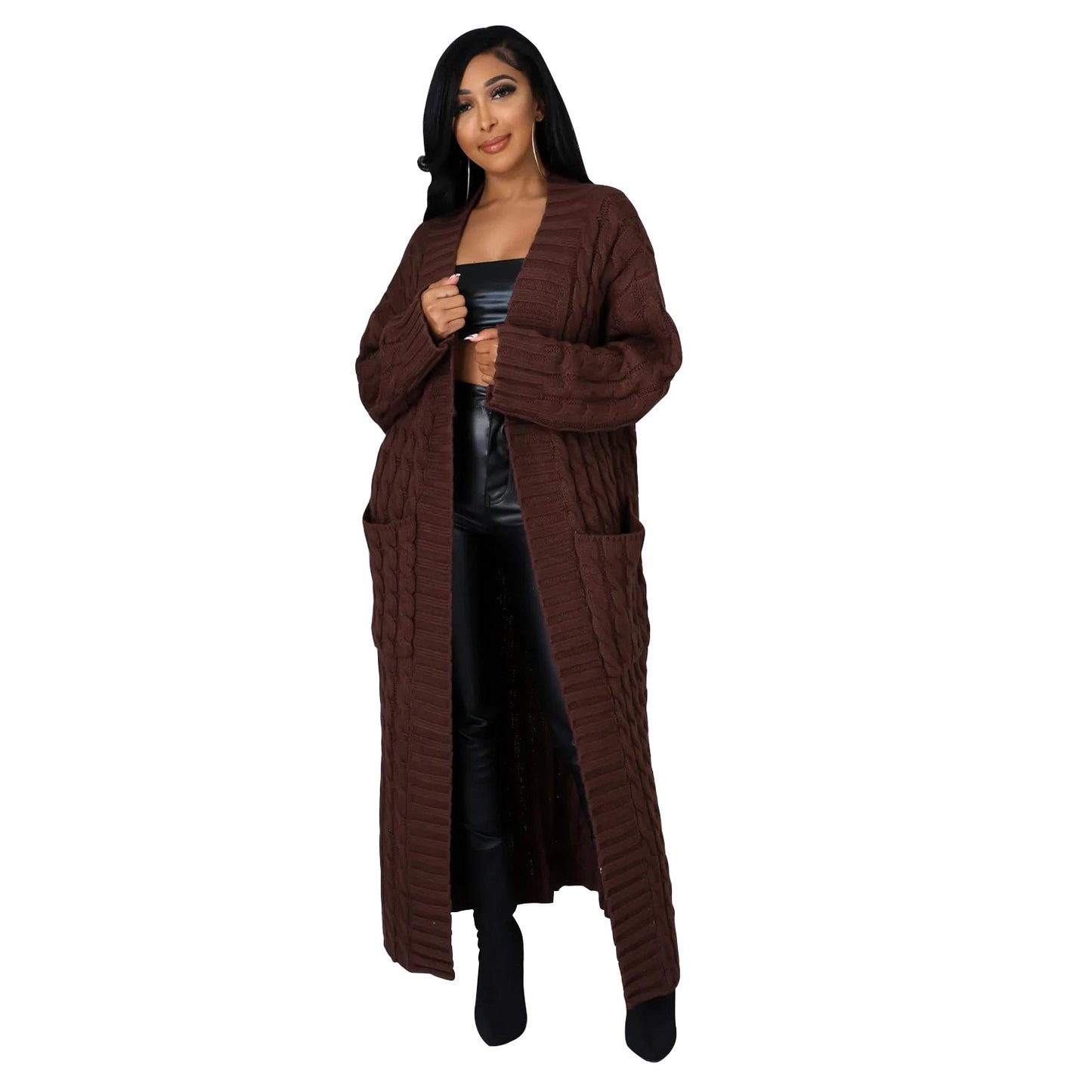 Long Cable Knitted Cardigan