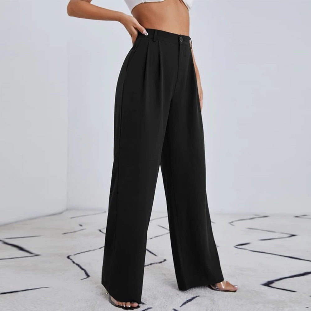 Solid Black Wide Leg Trousers