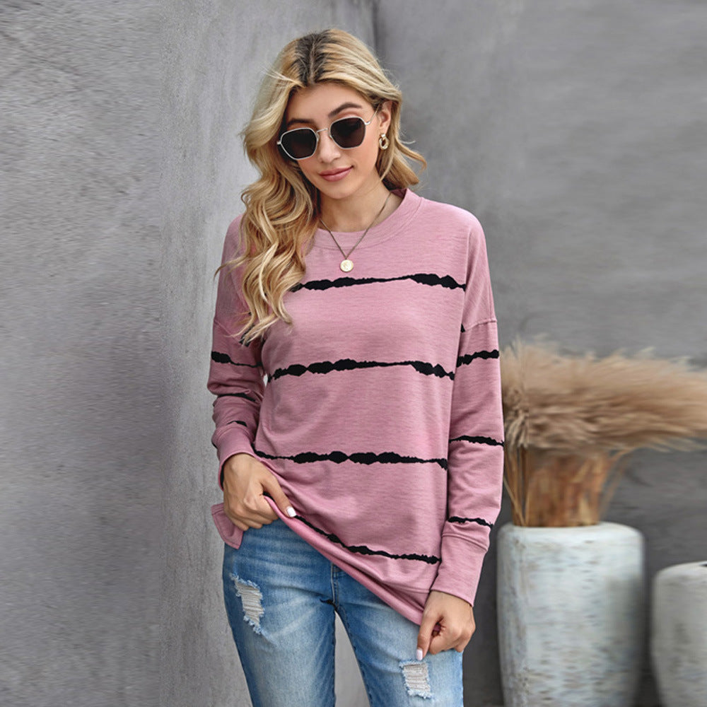 Striped Long Sleeve Crew Neck T Shirt