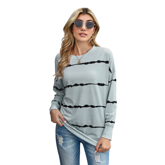 Striped Long Sleeve Crew Neck T Shirt