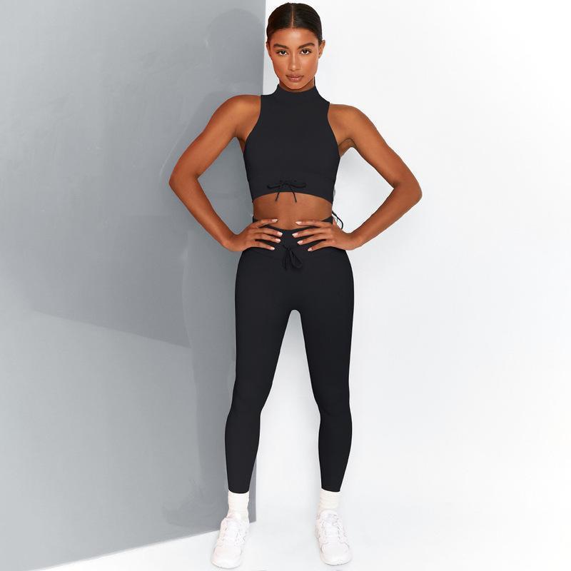 High Collar Yoga Two Piece Workout Set