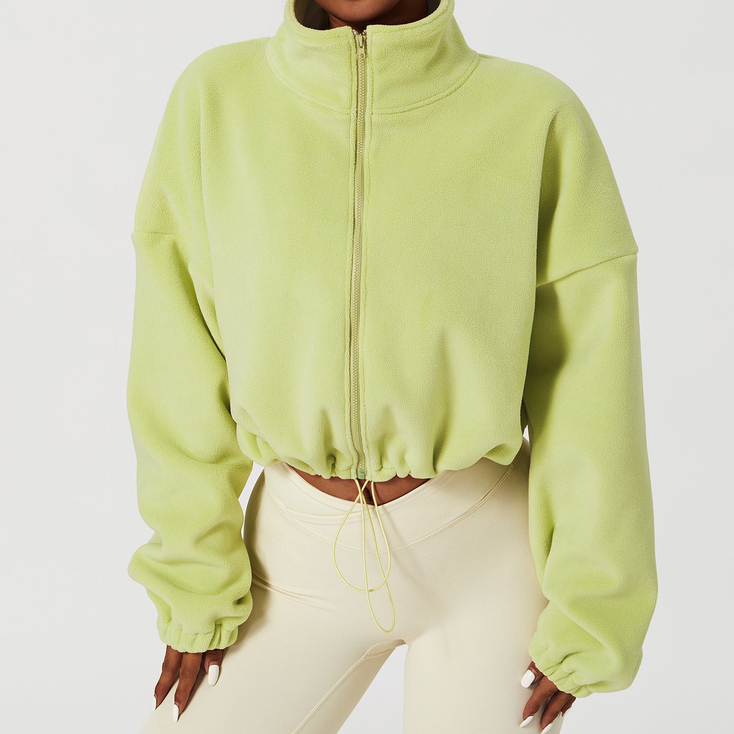 Polar Fleece Drawstring Crop  Jacket