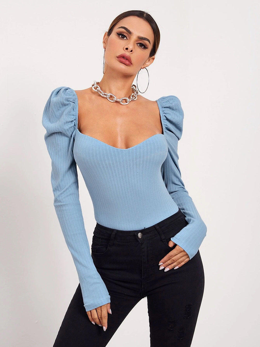 Puff Sleeve Sweetheart Top