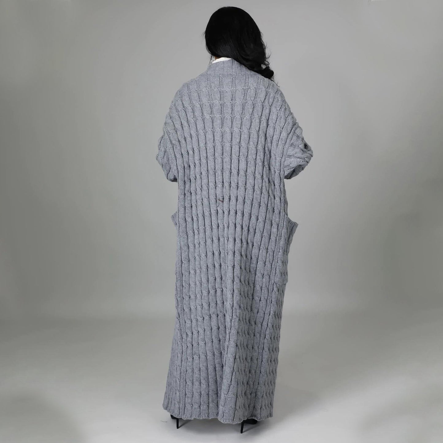 Long Cable Knitted Cardigan