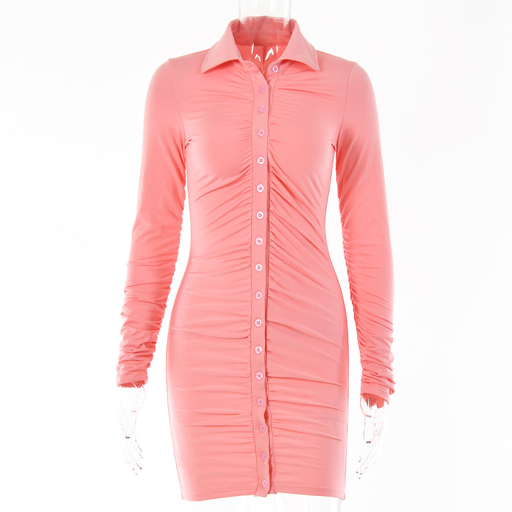 Collared Bodycon Button Up Dress