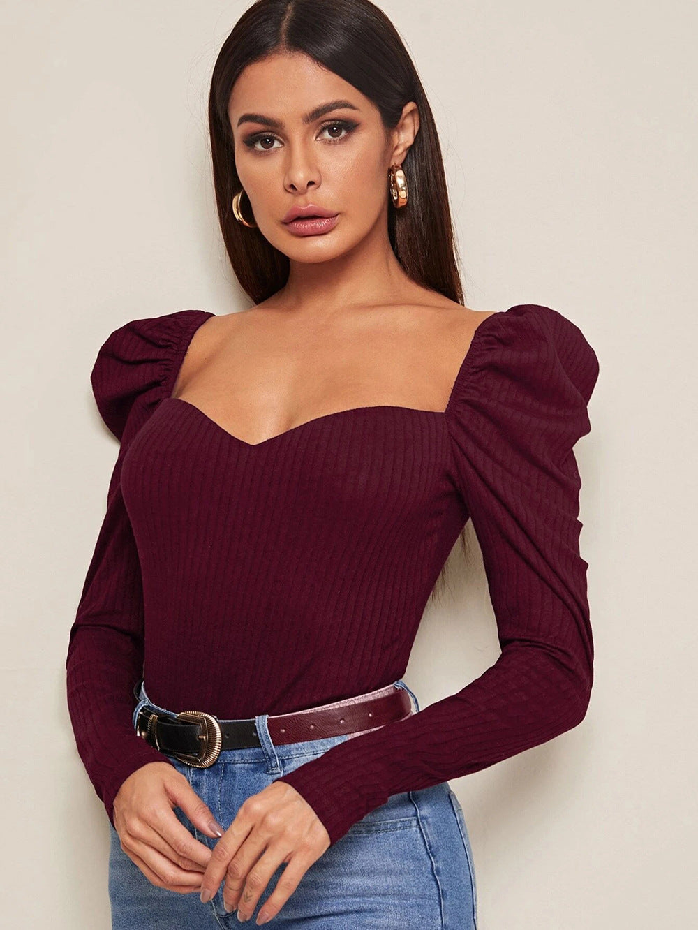 Puff Sleeve Sweetheart Top