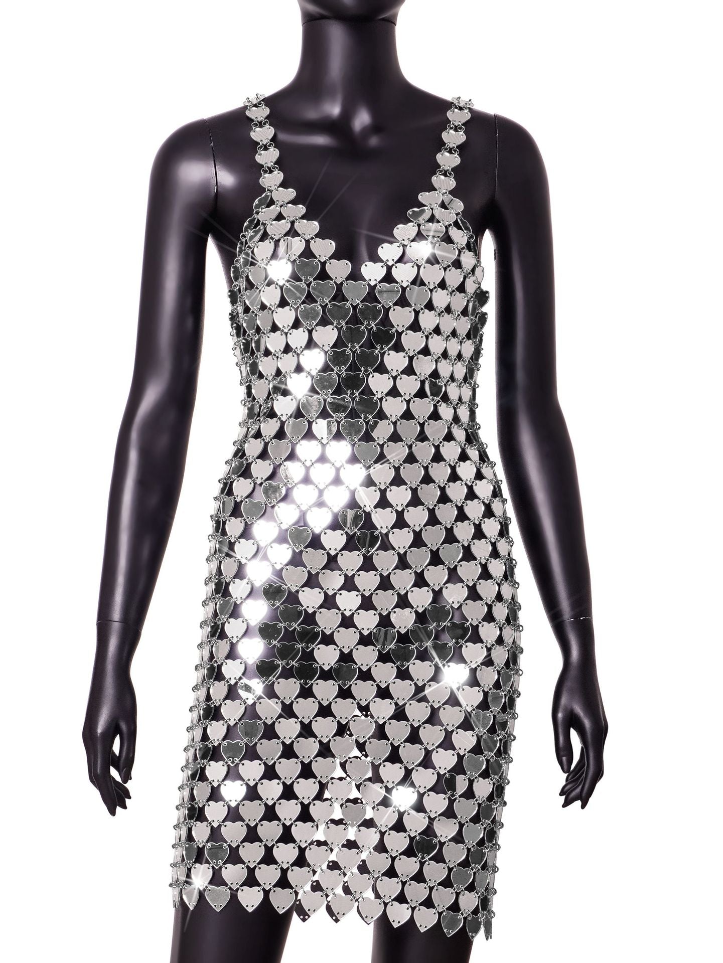 Silver Backless Heart Shaped Dress