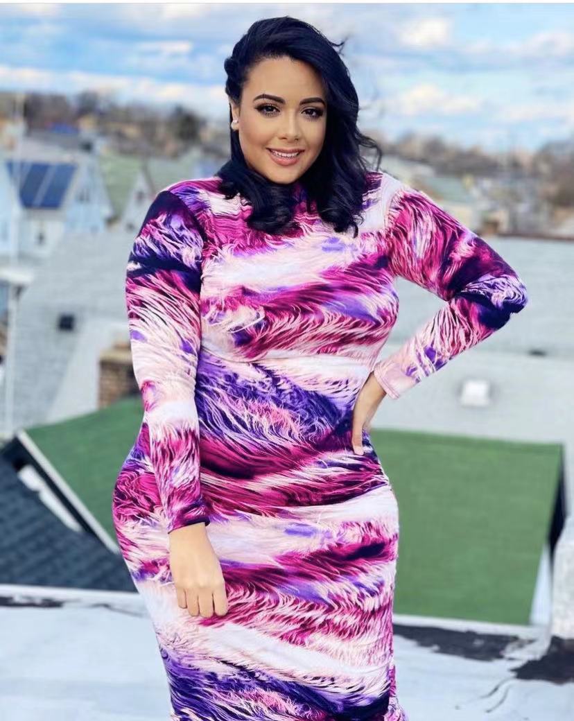 Purple Hues Tie Dye Long Sleeve Bodycon