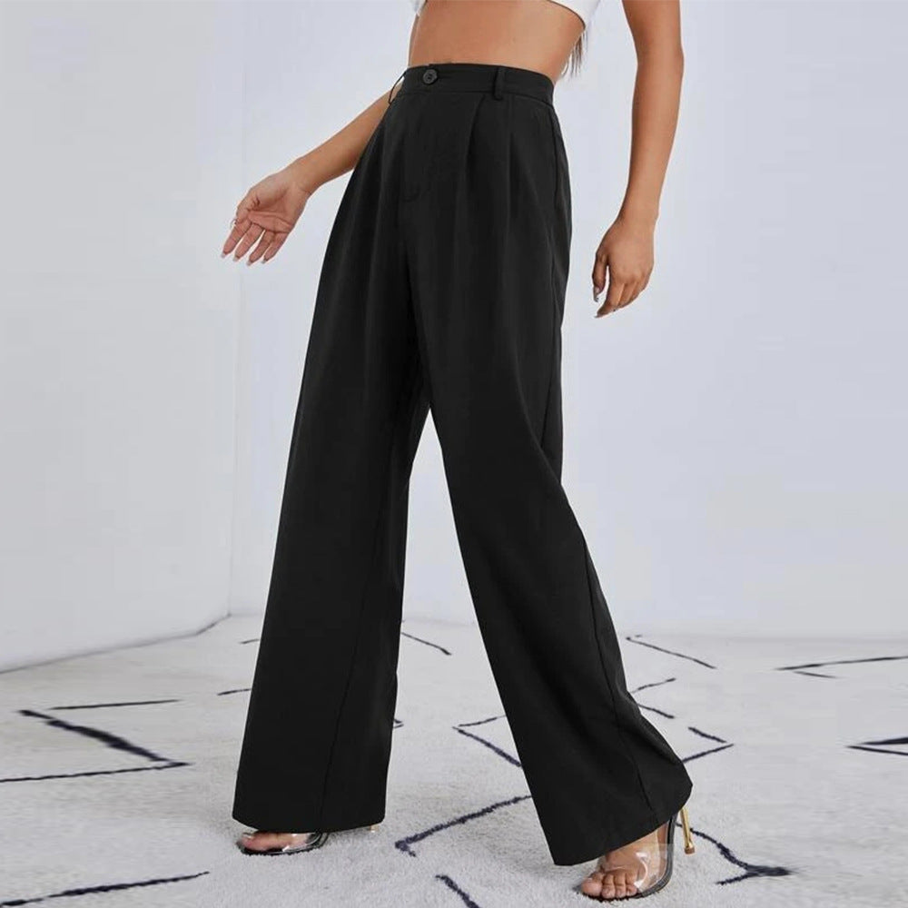 Solid Black Wide Leg Trousers